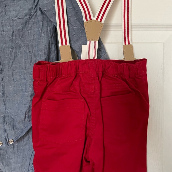 NEW Cat & Jack suspender pant and button up shirt outfit size 12 mths - Picture 5 of 8